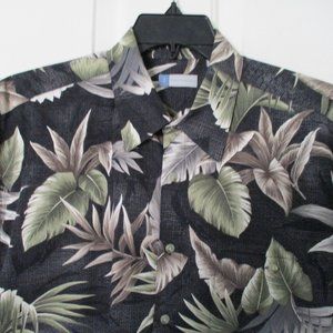 Half Moon Bay Mens S/S Black Cotton Hawaiian Shirt - Size Large